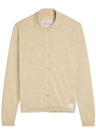 Maison Margiela Stitch-detail Wool-blend Cardigan - Beige - S (UK8-10 / S)