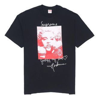 SUPREME FW18 Madonna Tee Black Character Avatar Printing Short Sleeve Unisex SUP-FW18-002