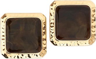 Self Portrait Vierkante Oorbellen met Emaille - Dames - Oorbellen - Bruin - ONE Size - Accessoires