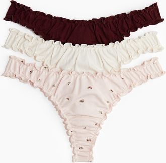 H&M 3er-Pack Tangas mit Overlockdetail - Pink