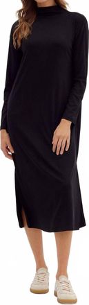 Entro Solid Long Sleeve Midi Dress In Black