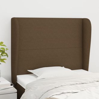 vidaXL Cabecero Con Orejas De Tela Marr&oacute;n Oscuro 93x23x118/128 Cm Vidaxl