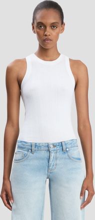 Victoria Beckham Rib Tank In White XS Tan