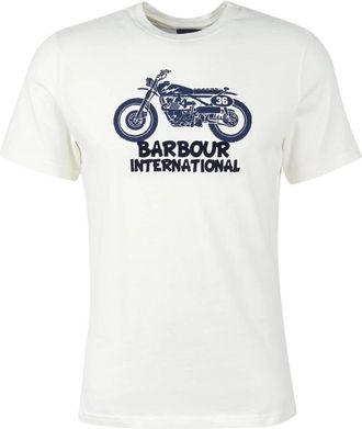Barbour Method T-Shirt met Motorfiets Grafisch - Heren - T-shirts - Wit - XL - Katoen - Tops