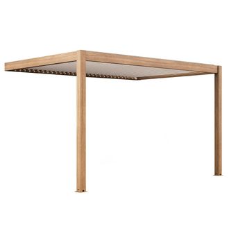 Oviala P&eacute;rgola bioclim&aacute;tica adosada de 3x4m en madera blanca y aluminio