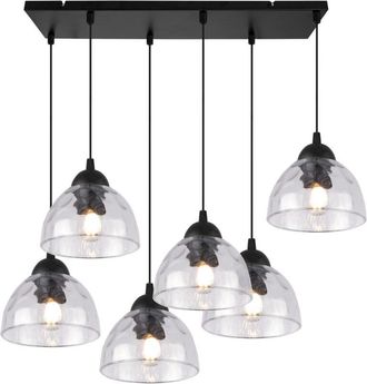 OEM L&aacute;mpara Colgante Venecia 6 Pantallas Planas Transparentes E27