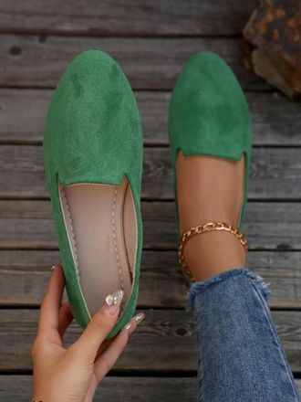 Generic Womens Pointed-Toe Flat Comfortable Slip On Business Work Office Flats Pointed Toe Dress Shoes Shoes Work Slip-Ons Green