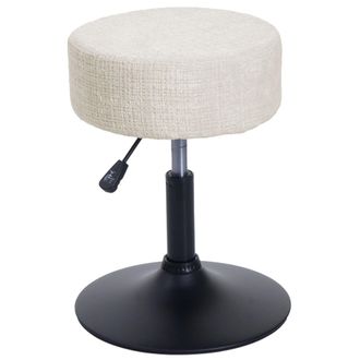 Hhg Taburete Hhg 827, Taburete De Maquillaje, Giratorio Regulable En Altura &Oslash; 37cm Tejido Chenilla (465g/m&sup2;) Mvg, Blanco Crema