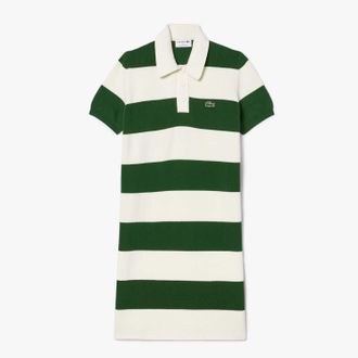 Lacoste Womens French Made Polo Collar Dress in Cream Cotton - Size 8 UK