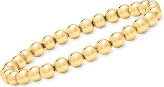 Ross-Simons Italian 6mm 18kt Gold Over Sterling Bead Stretch Bracelet