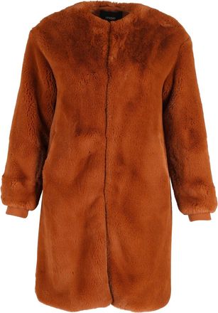 Maje Gemila Faux-Fur Coat in Brown Polyester