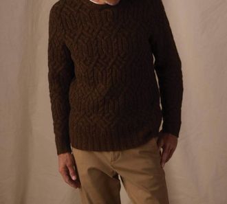 The Normal Brand Trellis Cable Pullover Sweater In Dark Brown