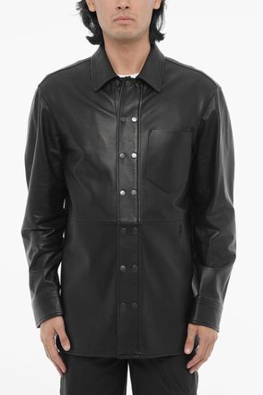 Neil Barrett Leather and Cotton Overshirt with Front Buttoning Neil Barrett