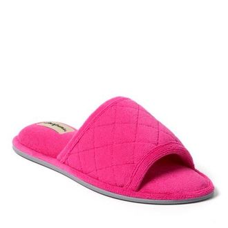 Dearfoams Beatrice Quilted Microfiber Terry Shower Slide Slipper in Paradise Pink at Nordstrom, Size X-Large