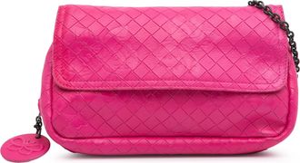 Bottega Veneta Pre-owned Womens Intrecciato Woven Leather Crossbody - Poppy - One Size