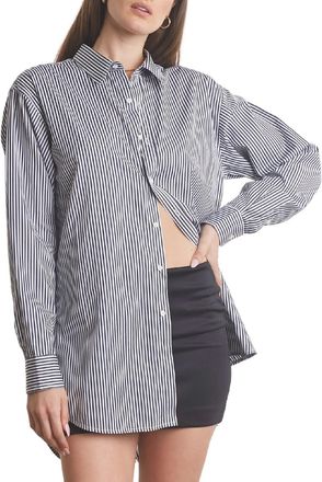 SPRWMN Oversized Shirt In Striped Blue