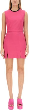Msgm Fuchsia Round Neck Mini Dress