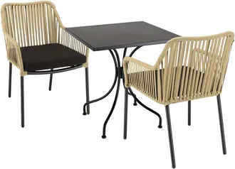 Macabane Conjunto de muebles de jardin 2 pers. - Mesa cuadrada 70x70cm y 2 sill