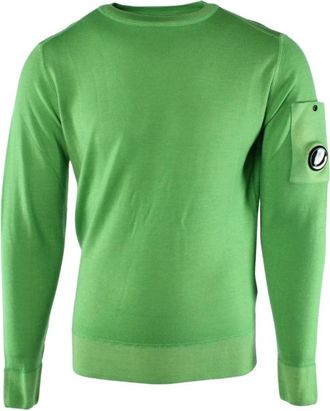 C.P. Company Rondgebreide trui - Heren - Ronde hals truien - Groen - M - Wol - Truien & Vesten