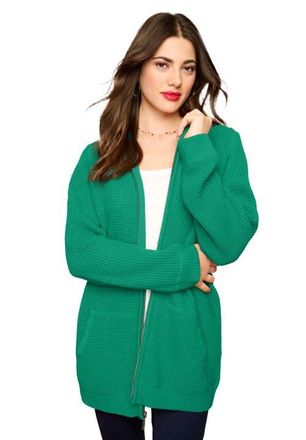 Roaman's Plus Size Waffle Knit Zip-Front Relaxed Hoodie in Midnight Vine at Nordstrom, Size Medium