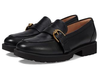 Cole Haan Giana Buckle Loafers Womens Flat Shoes Black Leather : 7.5 B - Medium