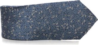 Canali Stropdas met Bladerenprint - Heren - Stropdassen - Blauw - ONE Size - Accessoires
