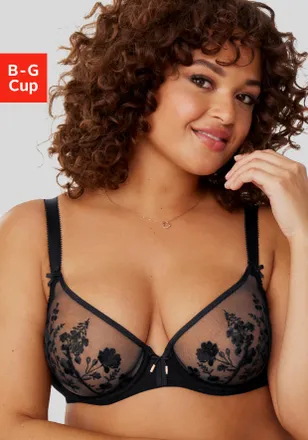 Lascana B&uuml;gel-BH LASCANA Maria, Damen, Gr. 100, Cup B, schwarz (uni schwarz), Spitze, Obermaterial: 74% Polyamid, 23% Polyester, 3% Elasthan, BHs B&uuml;gel-BH, mi