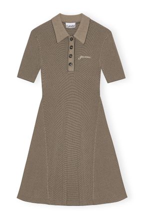 Ganni Brown Melange Knit Short Sleeve Mini Dress - Size XXS
