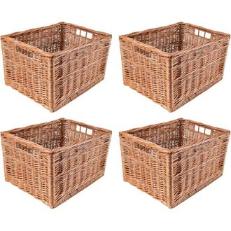 Creative Home Set of 4 Natural Wicker Storage Baskets - 40 x 30 x 24 cm
