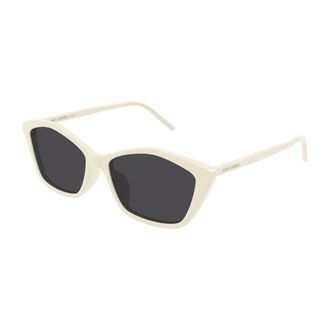 Saint Laurent Sunglasses, female, White, Size: 57 MM Thin Ivory Acetate Sunglasses