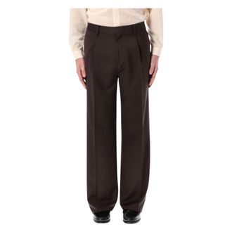 Lardini Wide Trousers, male, Brown, Size: XL Pleated Wide Trousers