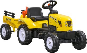 OEM Tractor A Pedales Para Ni&ntilde;os A Partir De 3 A&ntilde;os Con Remolque Y 2 Herramientas Carga 35 Kg 133x42x51 Cm Amarillo