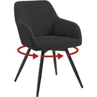 Woltu 1x Poltrona Salotto Girevole Poltroncina Imbottita Moderna, Sedia da Scrivania per Ufficio, Velluto, Nero - Woltu