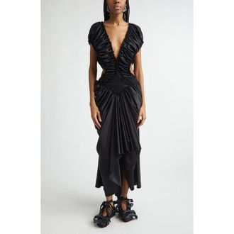 Collina Strada Diamond Satin & Lace Slipdress in Black at Nordstrom, Size Medium