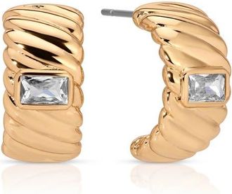 Ettika Baguette Crystal Hoop Earrings in Gold at Nordstrom