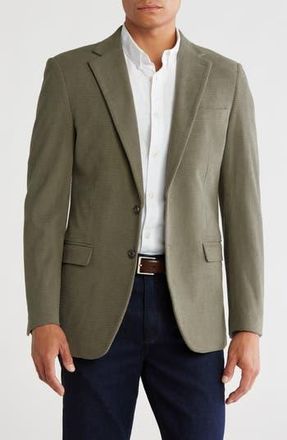 T.R. Premium Slim Fit Solid Cotton Blend Textured Blazer in Sage at Nordstrom Rack, Size X-Large