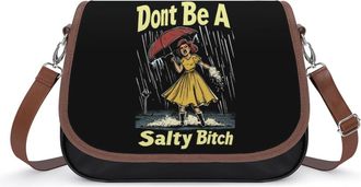 Generic Dont Be A Salty Bitch Crossbody Bag Womens Handbag PU Message Bags Shoulder Purse with Adjustable Strap