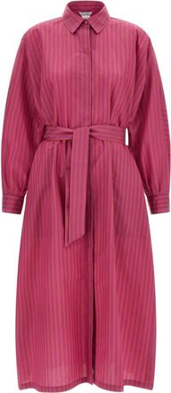 Max Mara Purple Stripes Belted Maxi Dress
