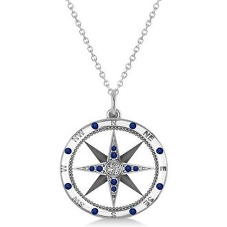 Allurez Compass Necklace Pendant Diamond Accented 14k in Blue Sapphire,white Gold at Nordstrom, Size 18