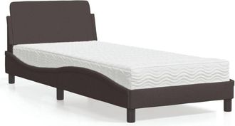 vidaXL Cama Con Colch&oacute;n Tela Marr&oacute;n Oscuro 80x200 Cm Vidaxl