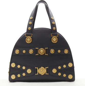 Versace gold Medusa stud bondage bowling bag