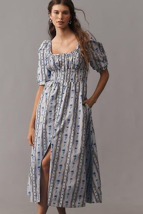 Anthropologie By Anthropologie Short-Sleeve High-Low Midi Dress