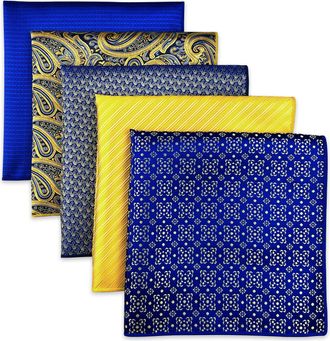 Shlax & Wing SHLAX&WING 5 Pieces Assorted Mens Pocket Square Handkerchiefs Set 73