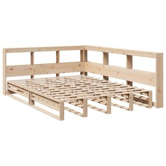 Berkfield Home Decorative Bookcase Bed without Mattress 160x200cm Solid Wood Pine in Light Brown | Size: 160x200 cm