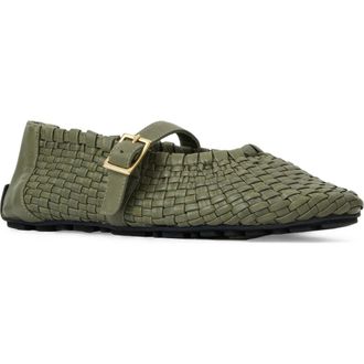 Aquatalia Quello Water Resistant Mary Jane Flat in Sage Nappa at Nordstrom, Size 10.5