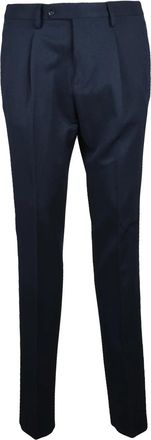 Berry & Brian Tailored Blue Stretch Trousers with Flat Front Design