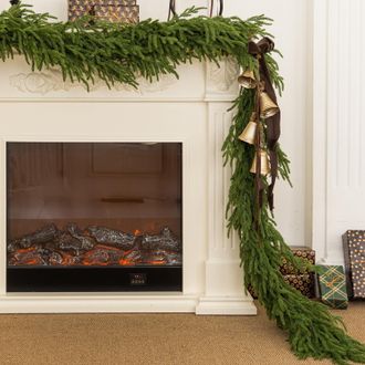 OEM Guirnalda De Pino De Norfolk - 2,75 M, Verde Puro, Decoraci&oacute;n Para Chimenea/hogar/halloween/navidad