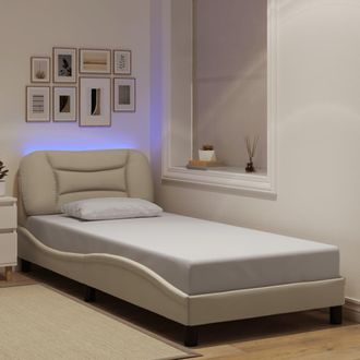 vidaXL Estructura De Con Led Sin Colch&oacute;n Tela Crema 80x200 Cm Vidaxl