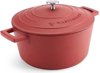 MasterClass MasterClass Casseruola con coperchio, media 4L/24 cm, alluminio leggero in fusione, adatta per forno e piano a induzione de, rosso