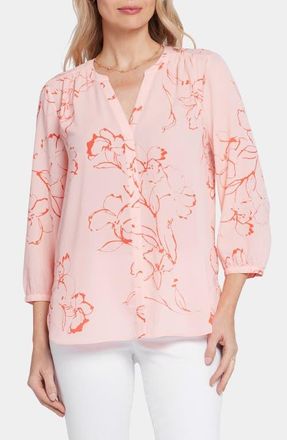 NYDJ Pintuck Blouse in Gianna Garden at Nordstrom, Size Xx-Small